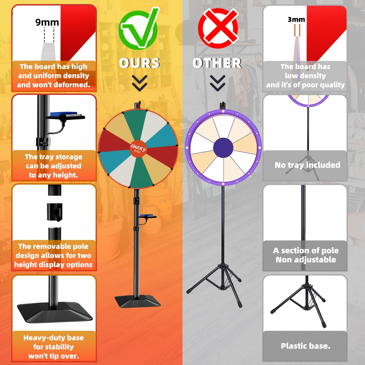 WHAUU heavy duty prize wheel floor stand for flexible venue visibility