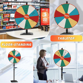 WHAUU heavy duty prize wheel tabletop setup shows compact, customizable display