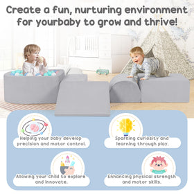 Whiffee foam climbing blocks grey triangle: versatile shape for creative stacking.