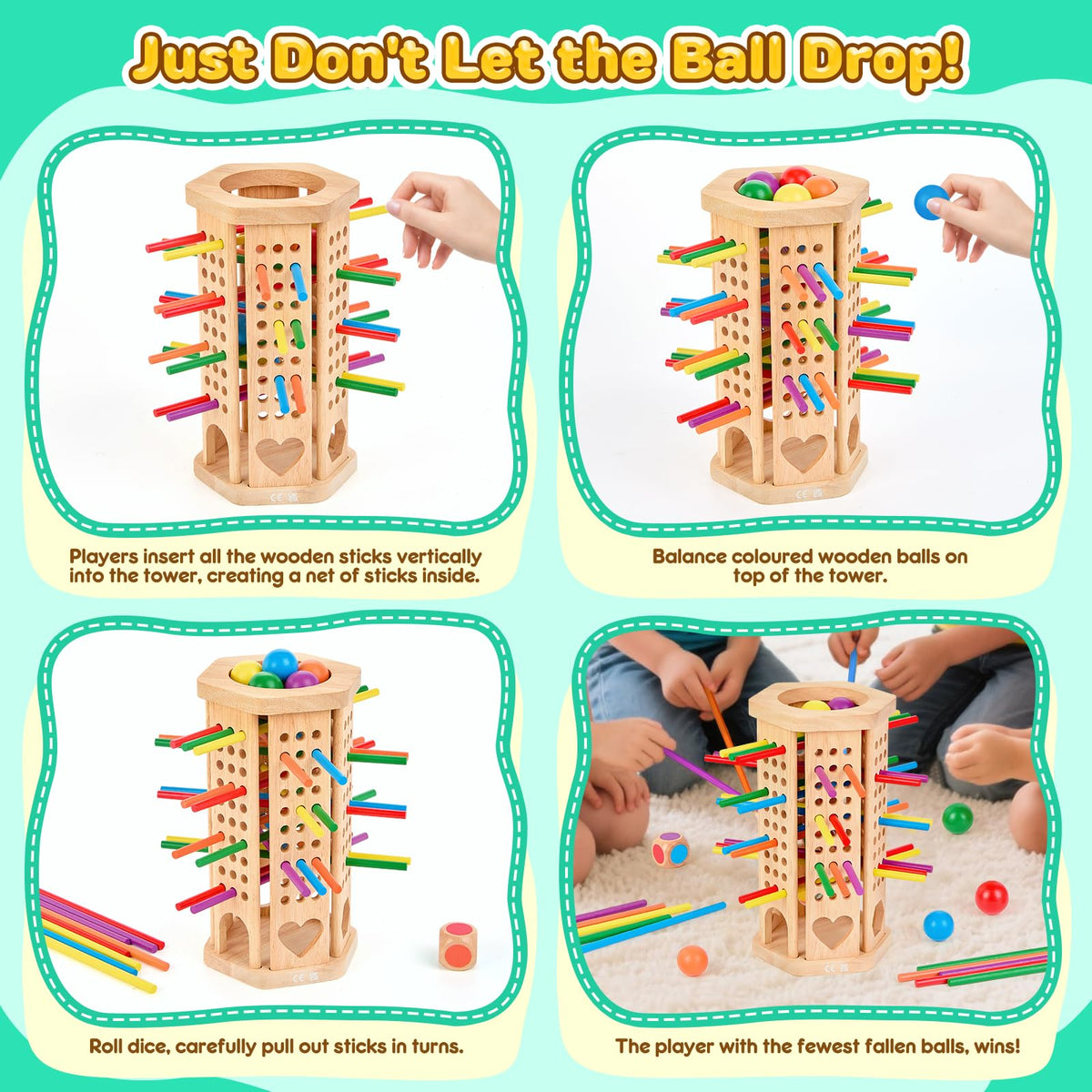 WhimsiPlay die and wooden components shown in a compact, parent-friendly setup.