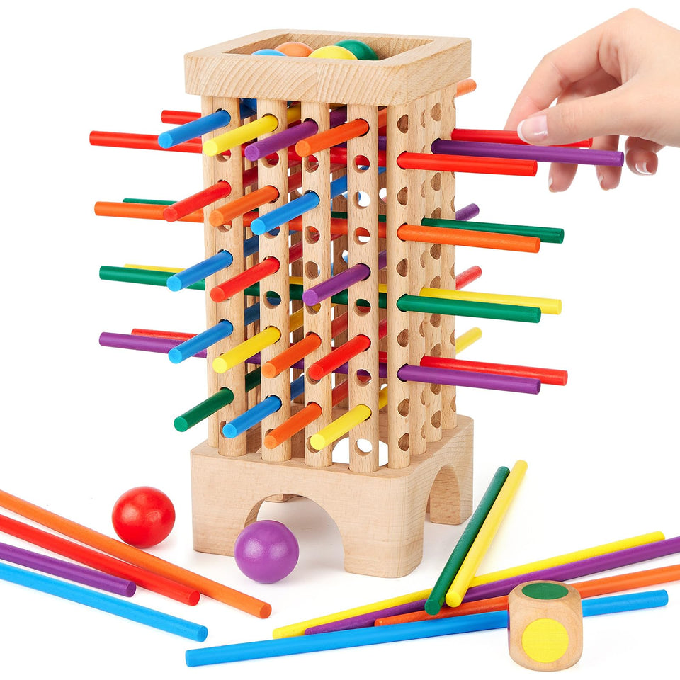 WhimsiPlay Montessori wooden board game tower model for strategic learning