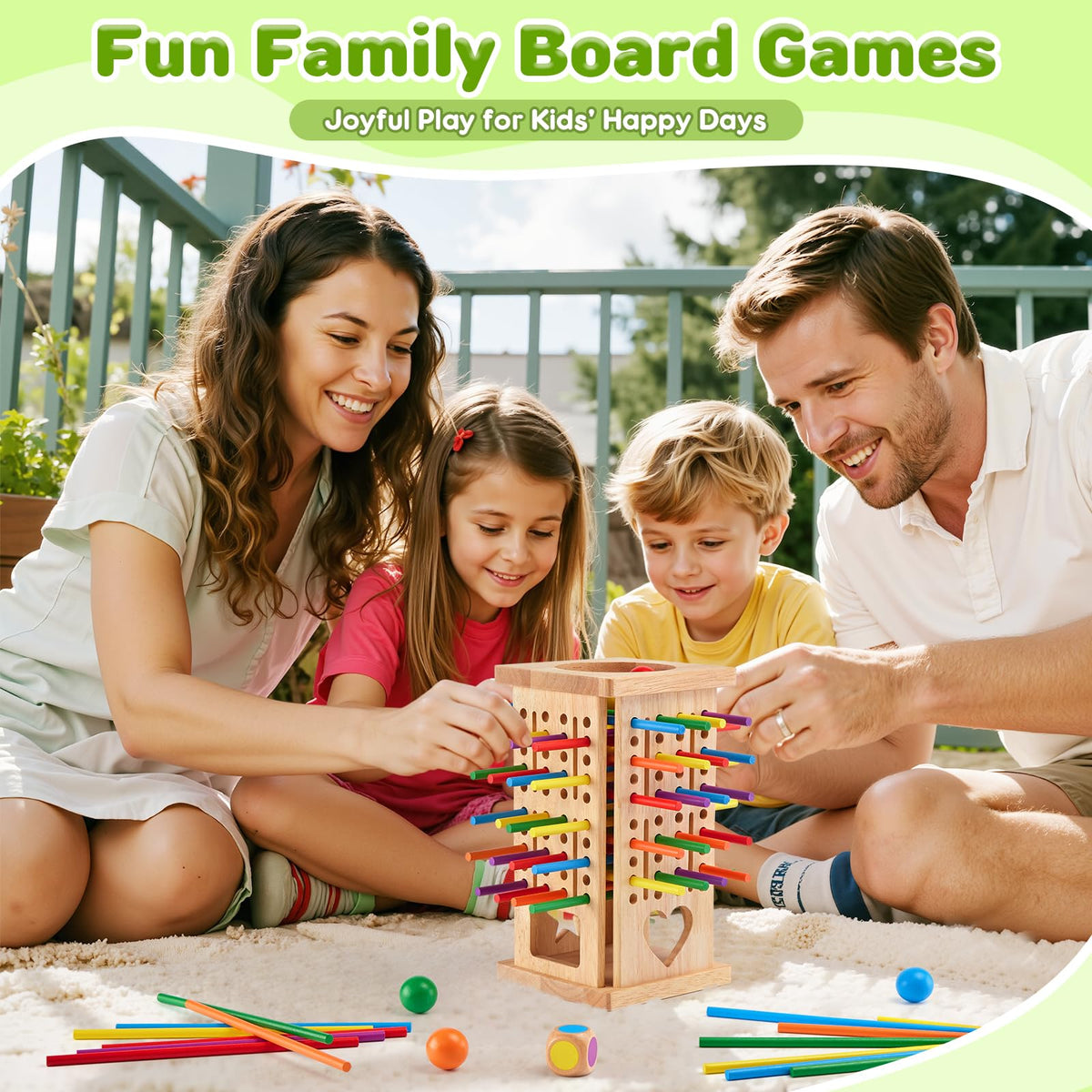 WhimsiPlay colored stick net enhances color sorting and turn-taking.