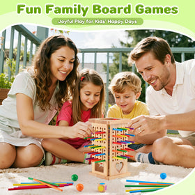 WhimsiPlay colored stick net enhances color sorting and turn-taking.