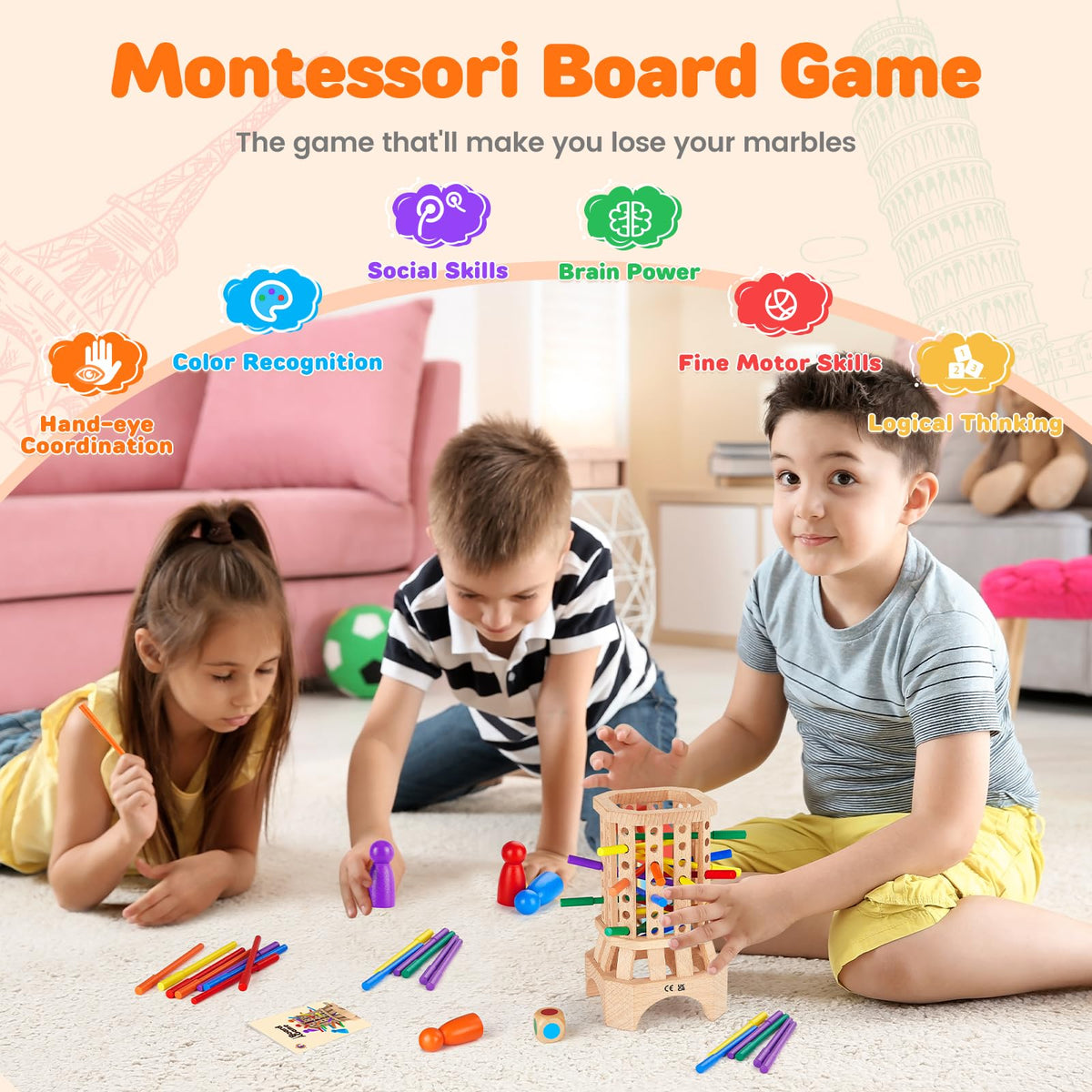 WhimsiPlay colorful sticks collection supports color recognition and fine motor control