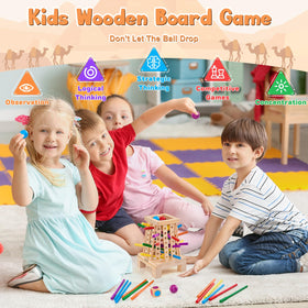 WhimsiPlay colorful sticks pyramid highlighting color recognition and strategic thinking.