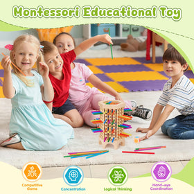 WhimsiPlay hexagonal tower sticks highlight strategic play and color coordination