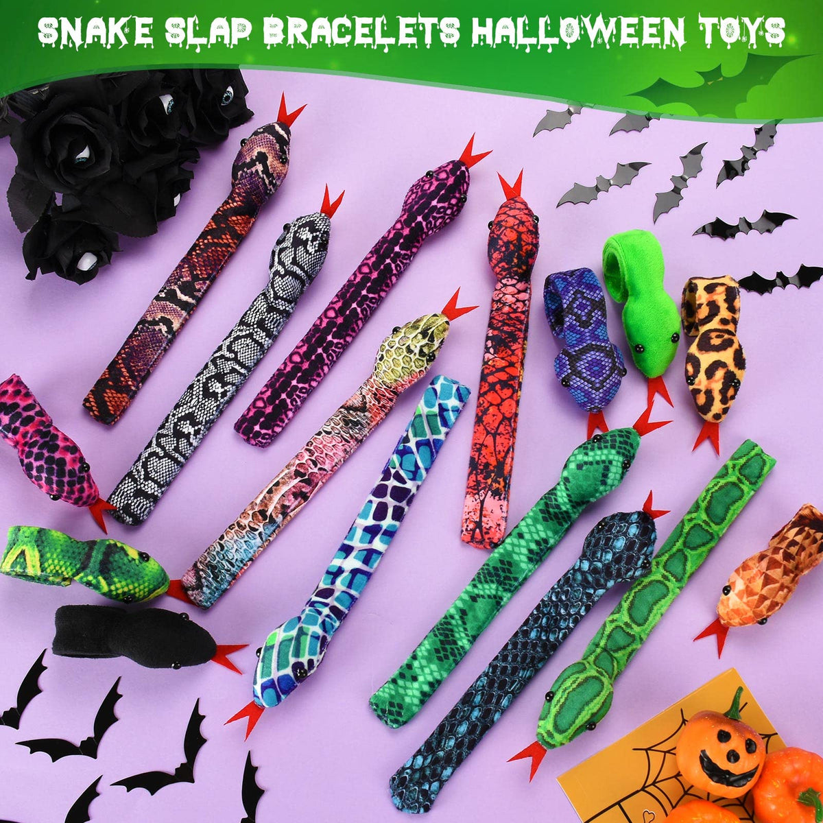 Close-up of WhistenFla snake tongue detail on a slap bracelet for Halloween looks
