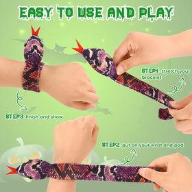 Soft cotton head and polyester body of WhistenFla snake slap bracelet for kids