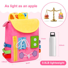 WHITE DOLPHIN TOYS Busy Board Backpack is machine washable for easy cleaning