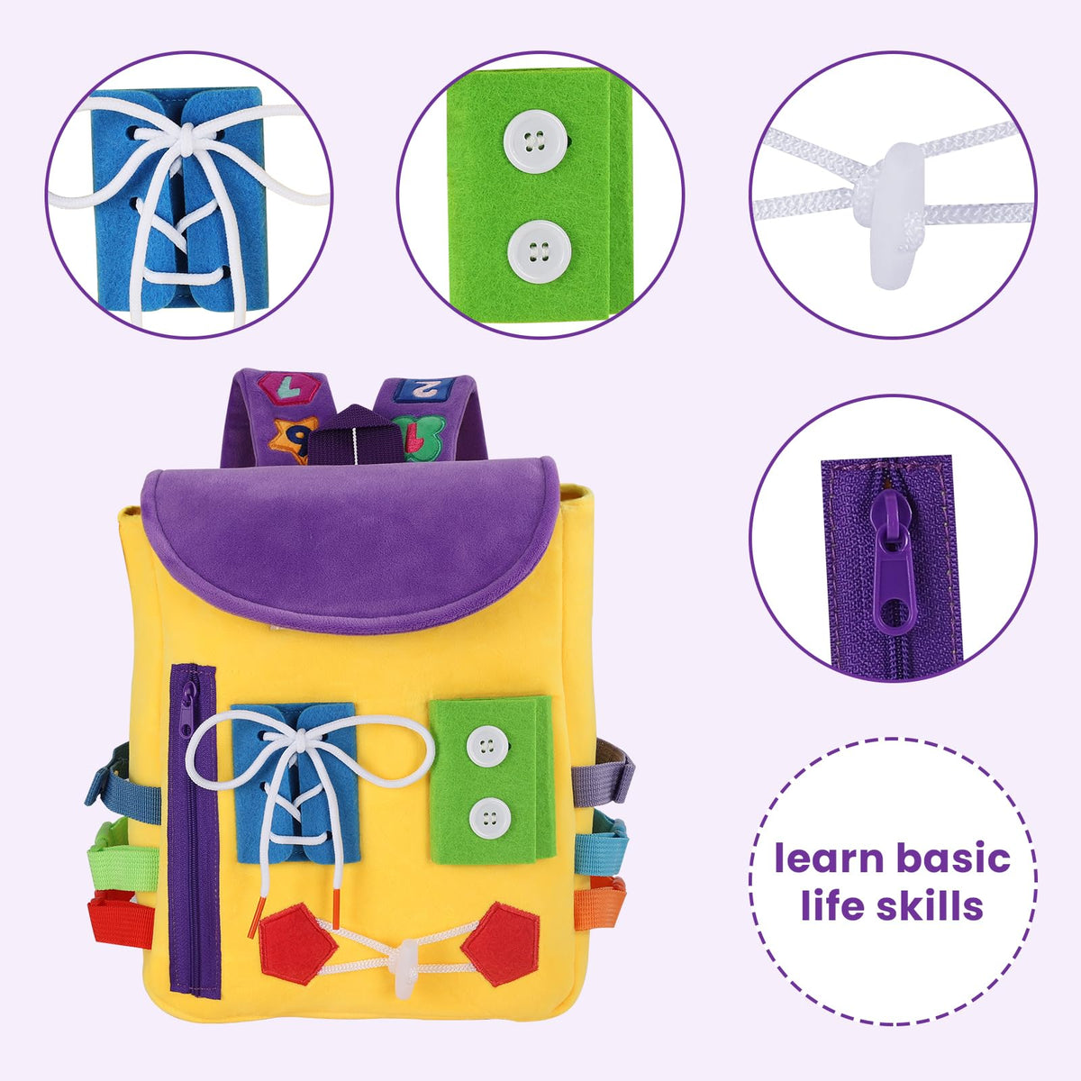 White Dolphin Toys tie shoes practice panel helps kids learn basic life skills