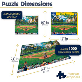 White Mountain 1000-piece large-piece puzzle, baseball scene, easier handling for all ages.