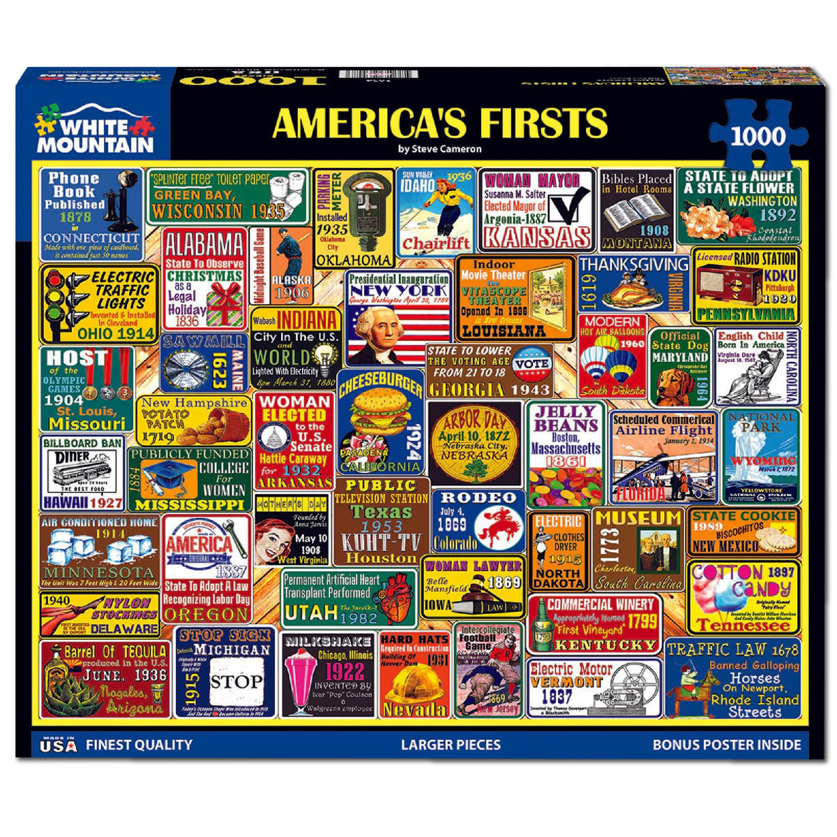 White Mountain 1000-piece large-pieces hand-friendly design for quick pickup and assembly.
