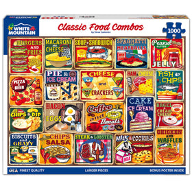 White Mountain 1000-piece large pieces puzzle displays easy-to-handle pieces for all ages.