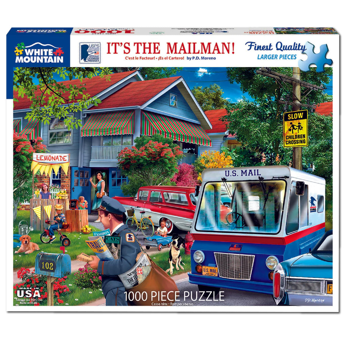 White Mountain 1000-piece large puzzle pieces for easy handling