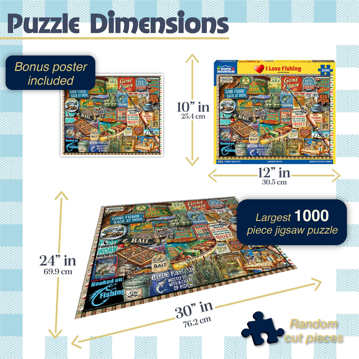 White Mountain 1000-piece large puzzle pieces for easy handling and shared puzzle nights