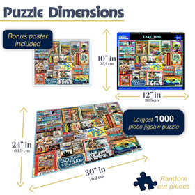 White Mountain 1000-Piece Large Puzzle shows easy-to-handle pieces for group play