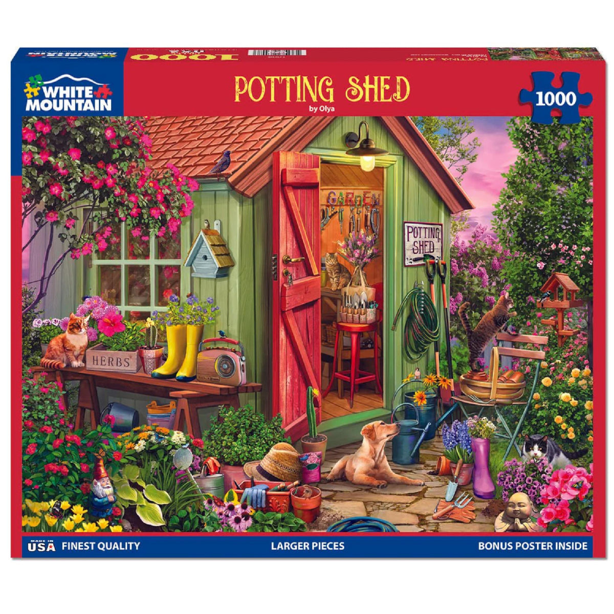 White Mountain 1000-piece large puzzle with easy-to-handle pieces for relaxed play.