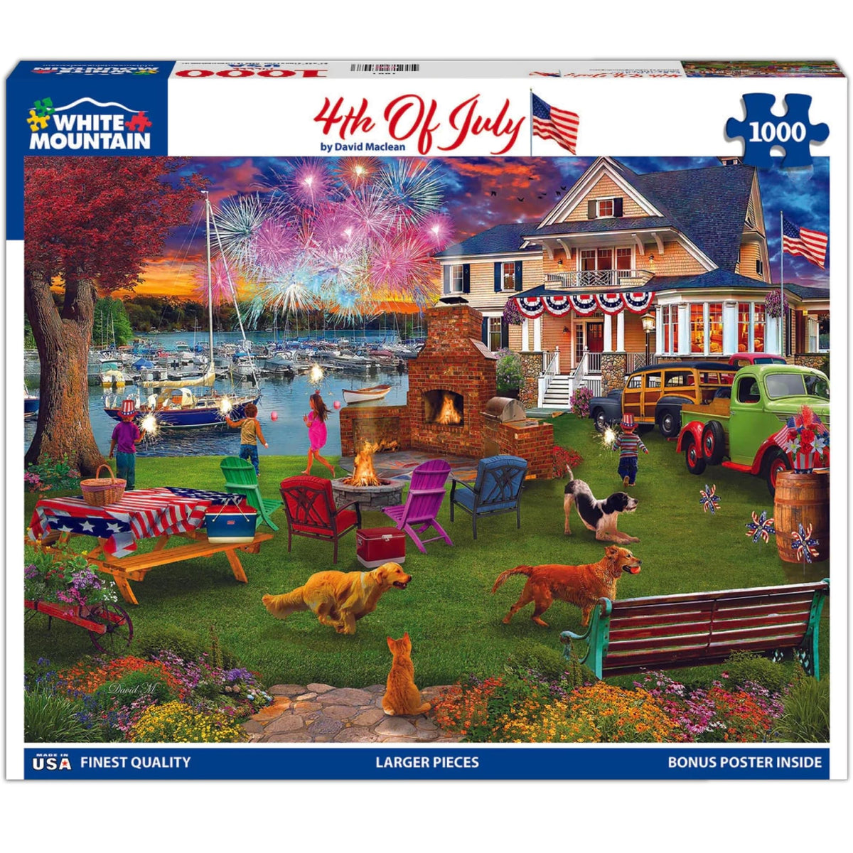 White Mountain 1000-piece puzzle box front, ideal for family game night.