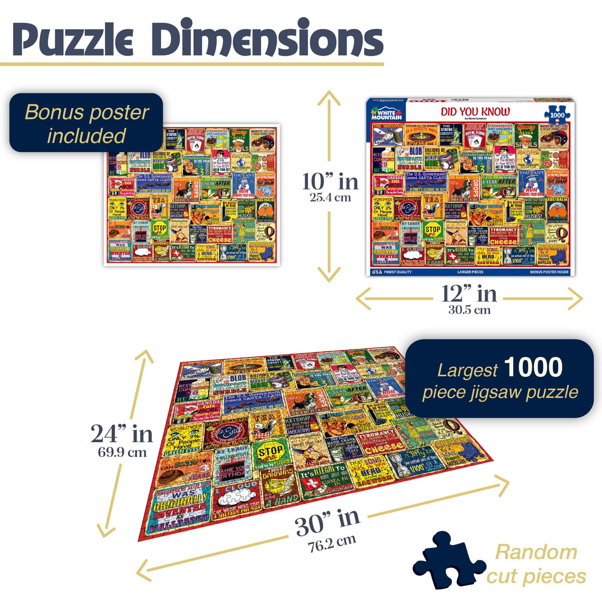 White Mountain 1000-piece puzzle assembly with large, easy-to-handle pieces for seniors.