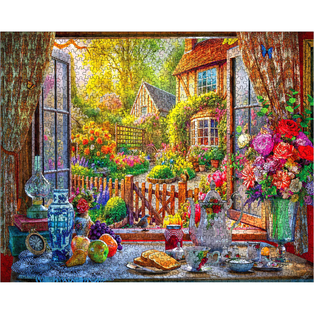 White Mountain 1000-piece puzzle-assembly highlights precise cuts for a satisfying fit