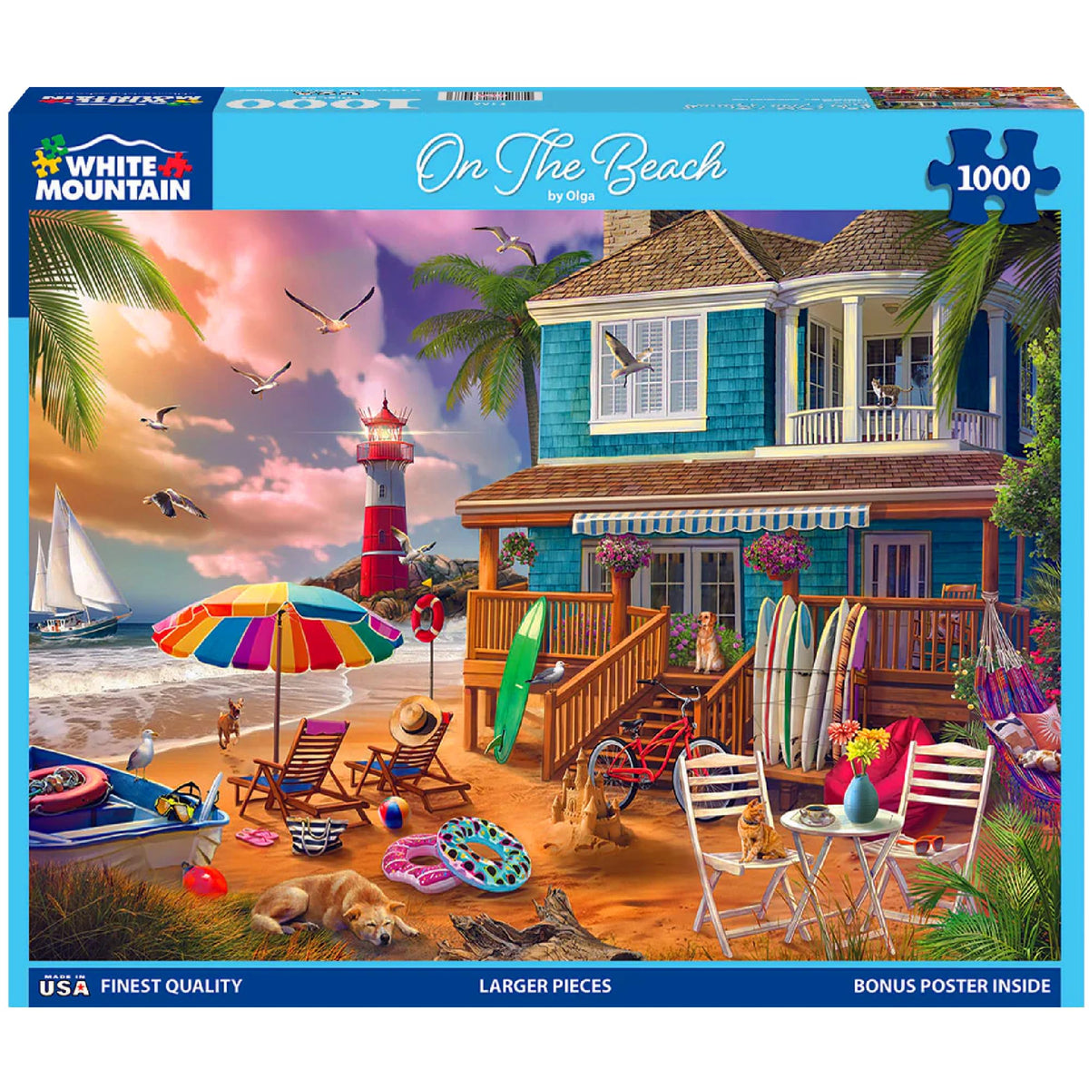 White Mountain 1000-piece puzzle with large pieces for easy handling and casual play.