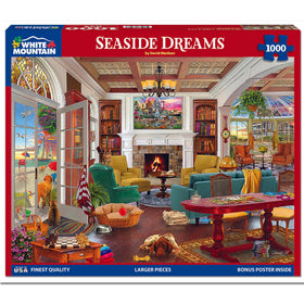 White Mountain 1000-piece puzzle with large pieces for easier handling and viewing.