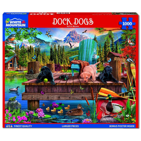 White Mountain 1000-piece puzzle pieces closeup shows easy-to-handle, shared activity.