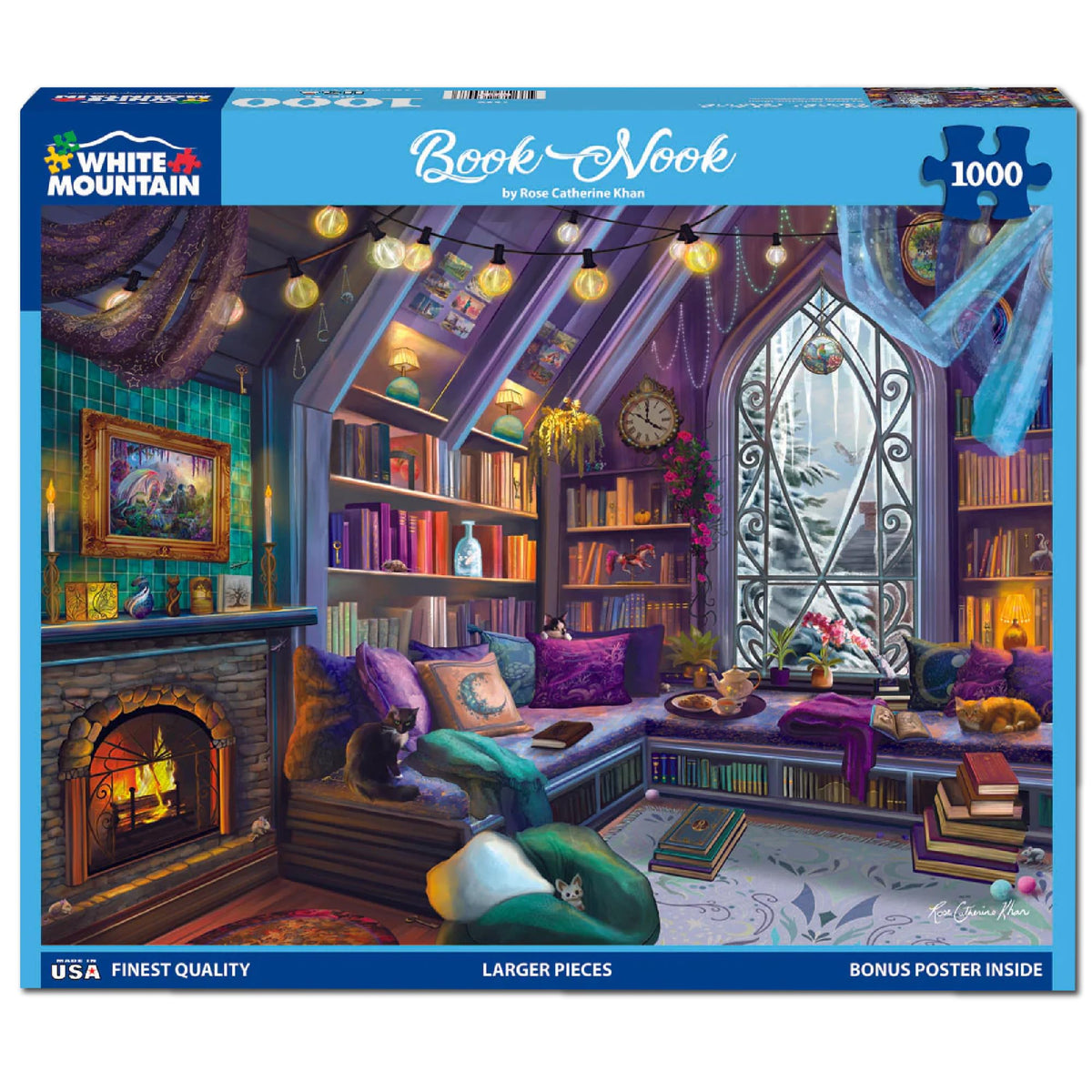 White Mountain 1000-piece puzzle focuses on large pieces for comfortable play.