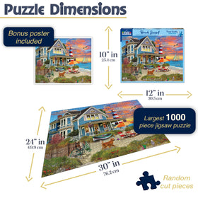 White Mountain 1000pc Large Pieces image highlighting easy handling for shared activities.