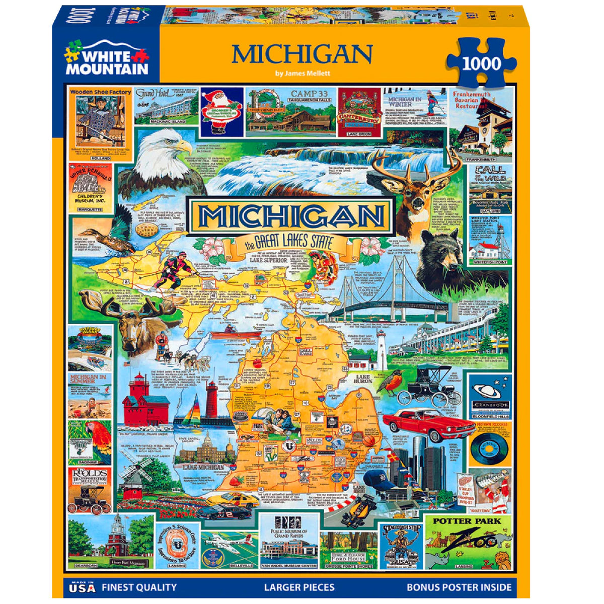 White Mountain Best of Michigan puzzle front cover inviting family bonding through shared play.