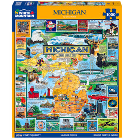 White Mountain Best of Michigan puzzle front cover inviting family bonding through shared play.