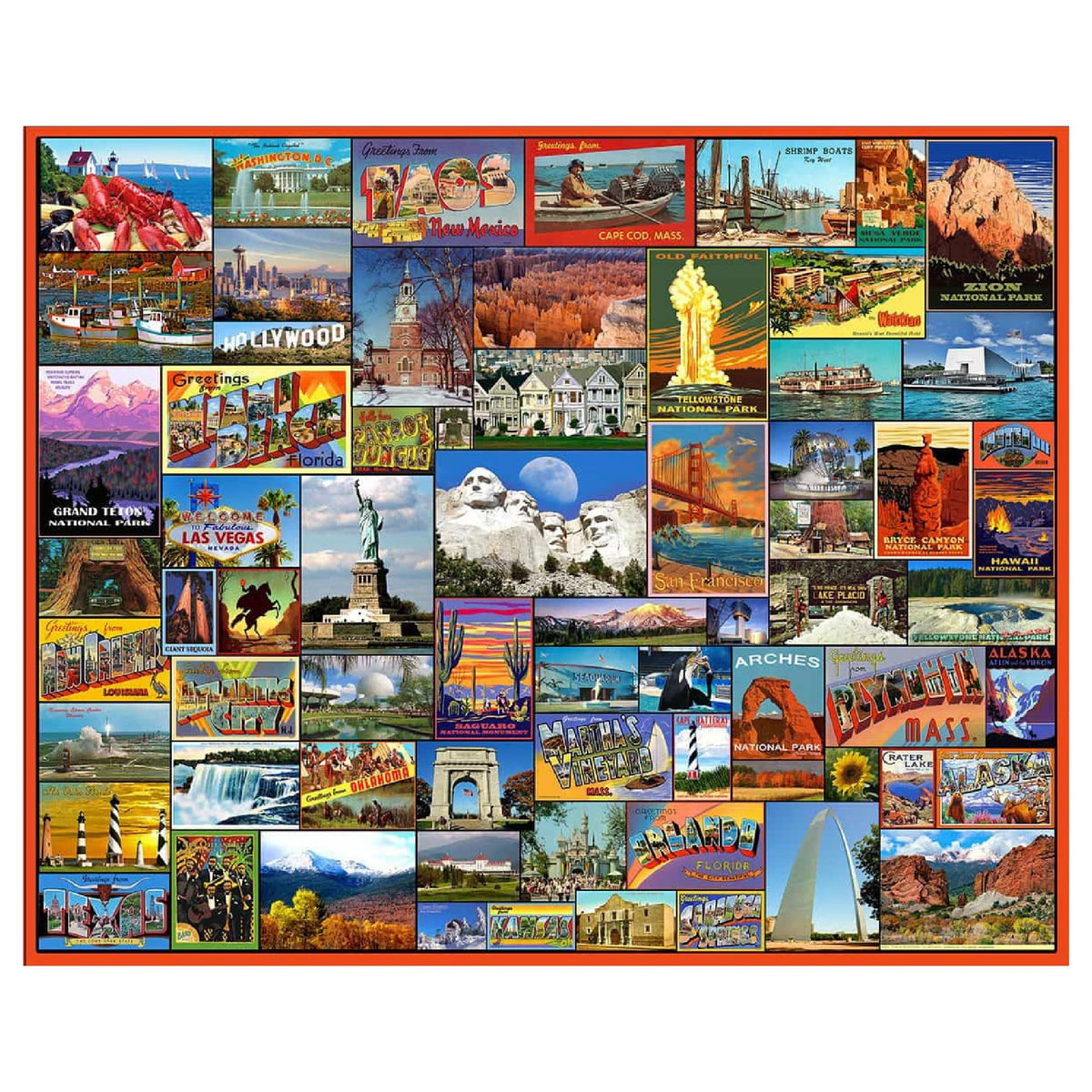 White Mountain Best Places America puzzle cover, vibrant landmarks for family bonding.
