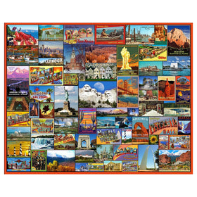 White Mountain Best Places America puzzle cover, vibrant landmarks for family bonding.