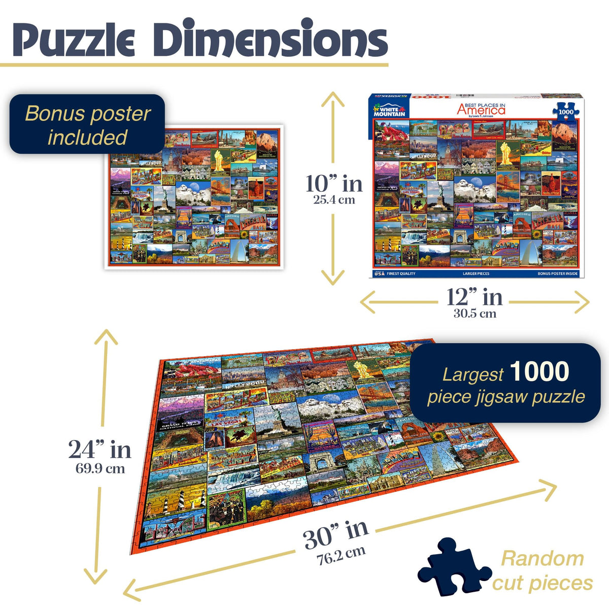 White Mountain Best Places America puzzle pieces spread for easy collaborative solving.