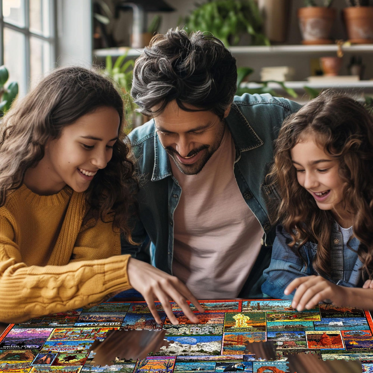 White Mountain Best Places America puzzle shows iconic US landmarks for recreation.