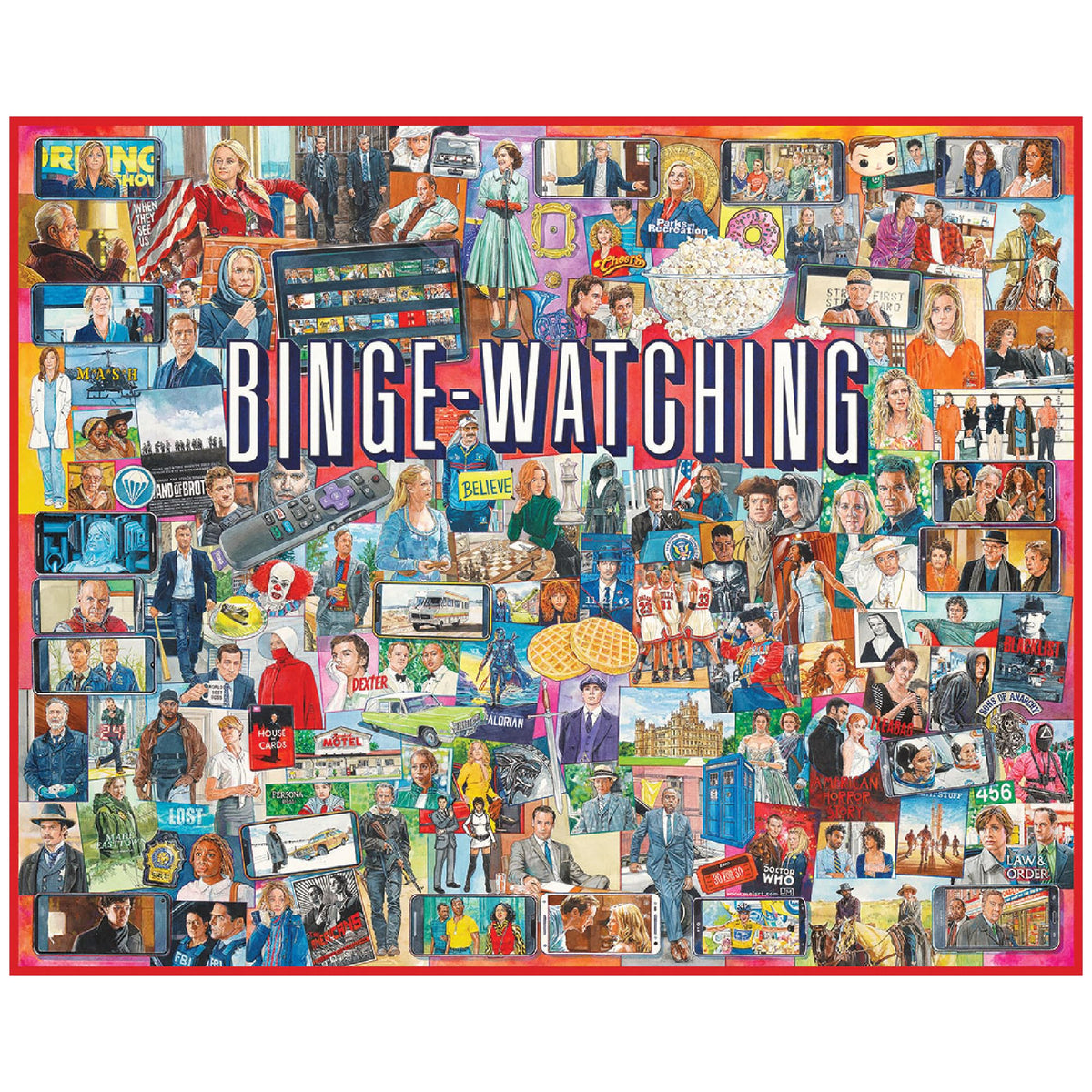 White Mountain binge-watching puzzle 1000-piece, ideal for cozy family game night.