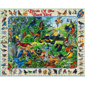 White Mountain Birds of the Backyard puzzle pieces spread showing extra-large pieces