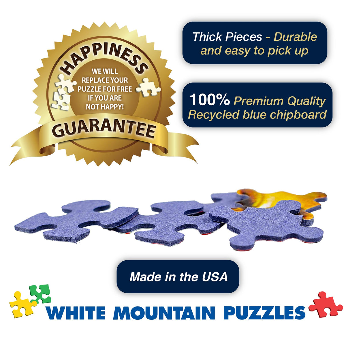White Mountain bright 1990s visuals puzzle captures colorful pop culture