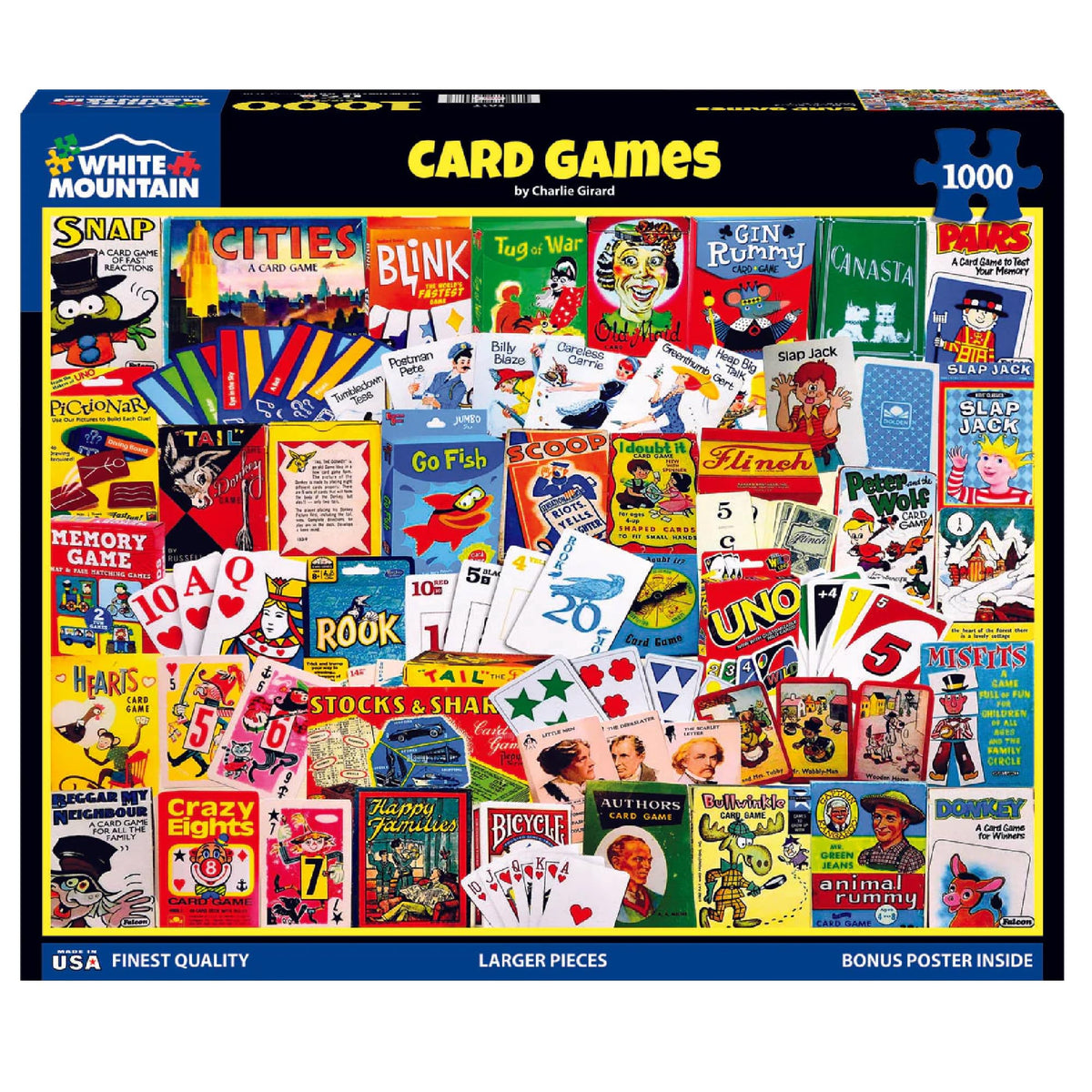 White Mountain Charlie Girard collage art captures timeless card games nostalgia