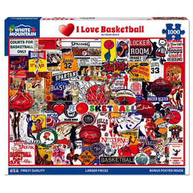 White Mountain Charlie Girard collage basketball moments dynamic design.