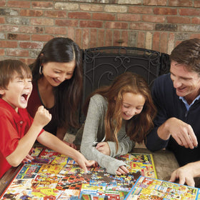 White Mountain Cheesehead collage puzzle lifestyle image inspiring cozy family evenings
