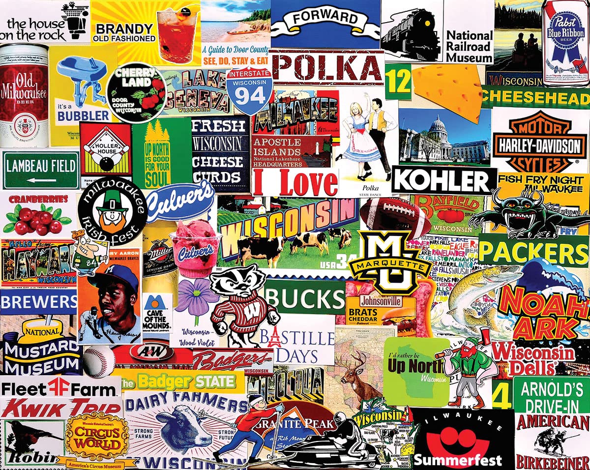 White Mountain Cheesehead collage puzzle pieces close-up for easier handling