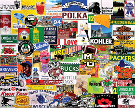 White Mountain Cheesehead collage puzzle pieces close-up for easier handling