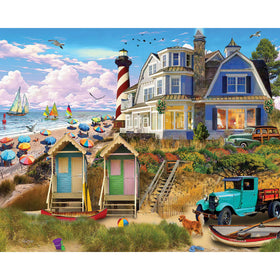 White Mountain Coastal Summer Lighthouse puzzle: 1000 pieces for family puzzle night.