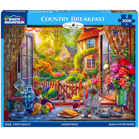 White Mountain country-breakfast-scene puzzle shows a serene morning for cozy family bonding and focus