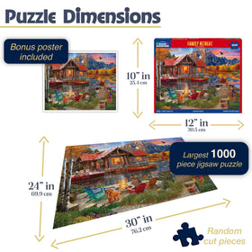 White Mountain cozy fireplace lake view puzzle for relaxing evenings