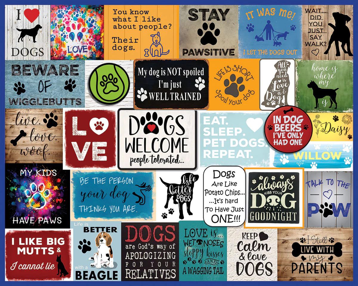 White Mountain dog quotes collage cover puzzle, a vibrant gift for dog lovers
