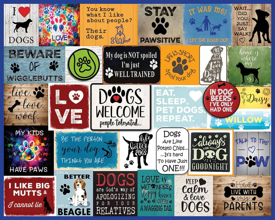 White Mountain dog quotes collage cover puzzle, a vibrant gift for dog lovers