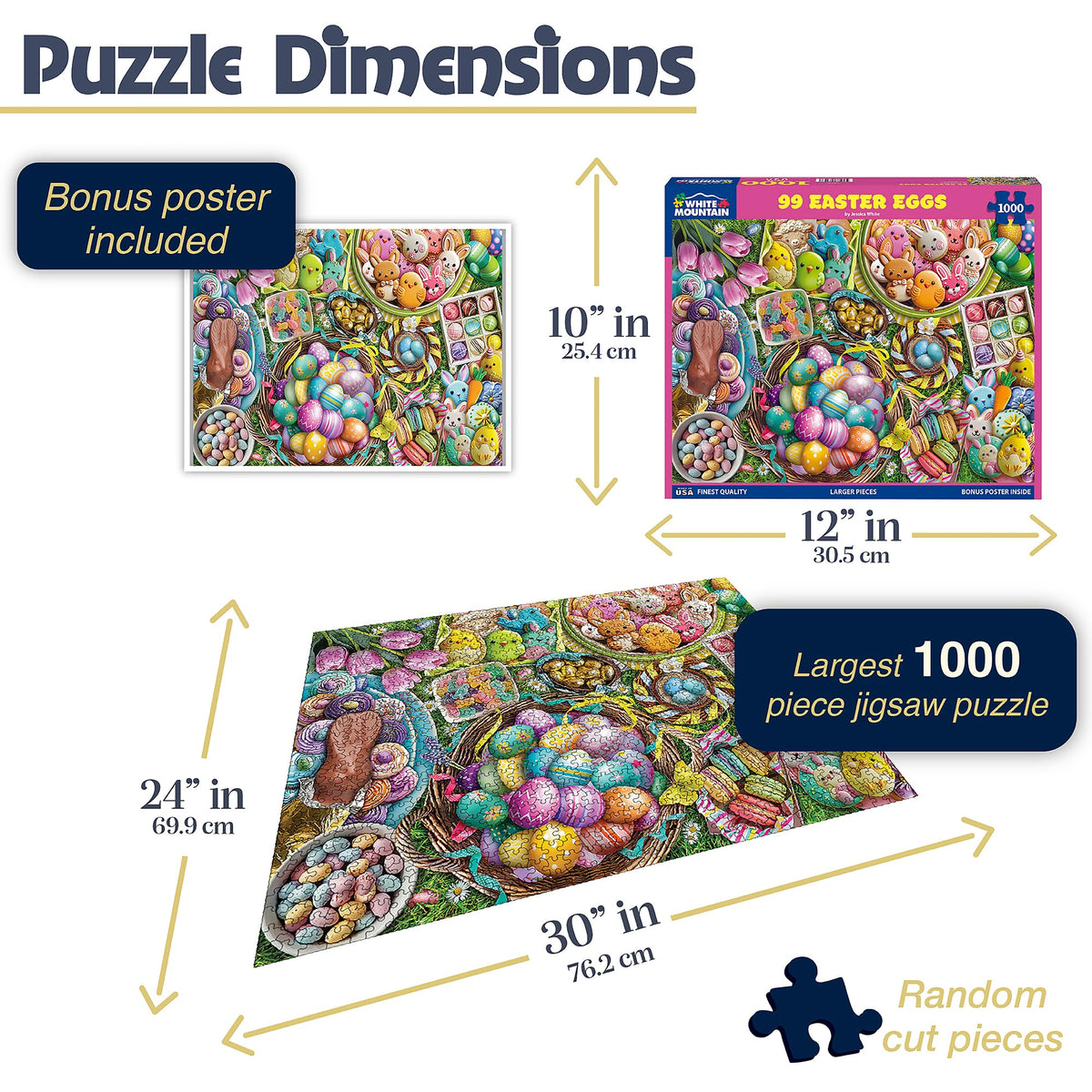 White Mountain Easter collage puzzle by Jessica White with playful Easter art