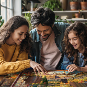 White Mountain Eduard-style artwork puzzle: vibrant colors and imaginative scenery.
